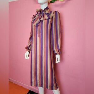 Vintage 1970s Striped Purple and Gold Dress